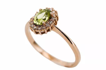 Pierścionek Żółty Perydot Oryginalny wyrób Vintage 14k z różowego złota Vintage crc009r